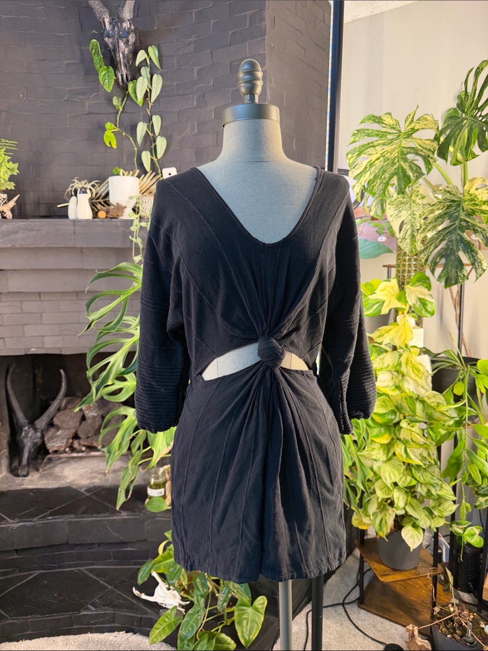 Free People Black Knot-Back Mini Dress